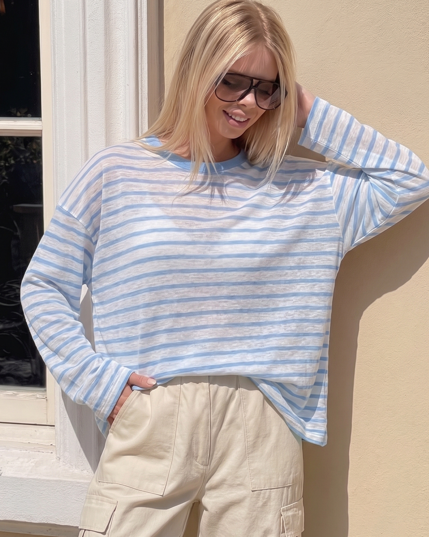 Viscose Fiber Striped Long Sleeve