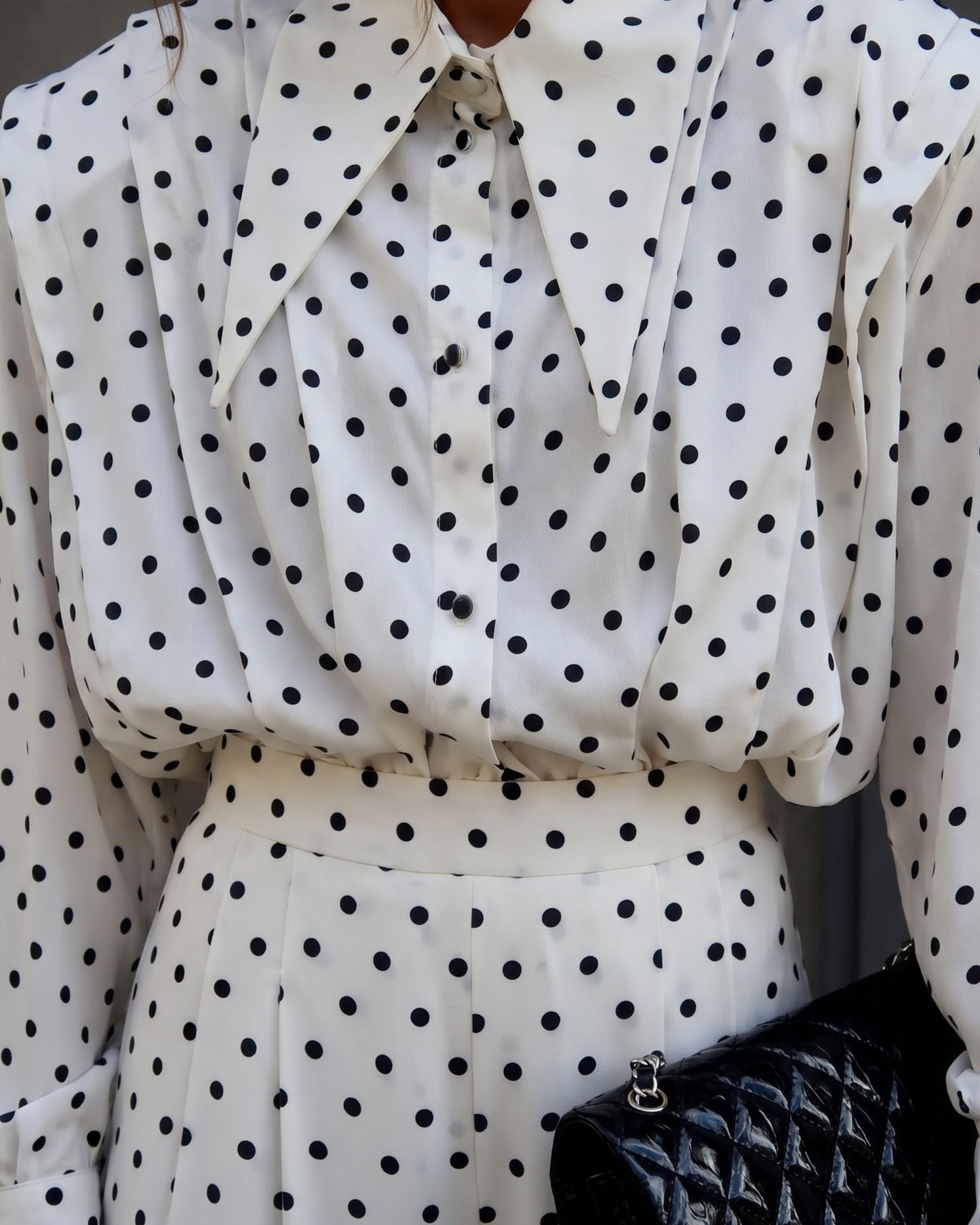 Polka Dot Two-Piece Wide-Leg Jumpsuit-Style Set