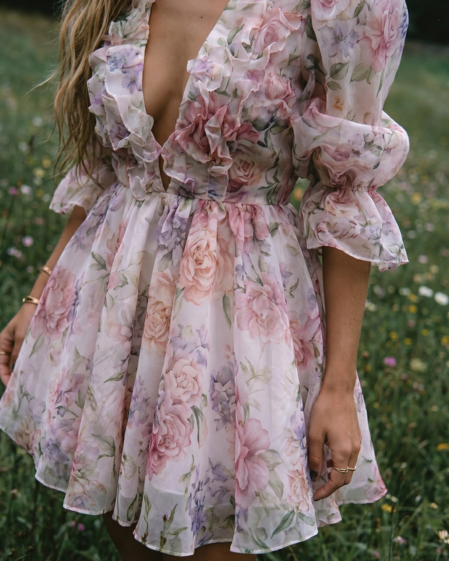 Floral Print Ruffle Mini Dress
