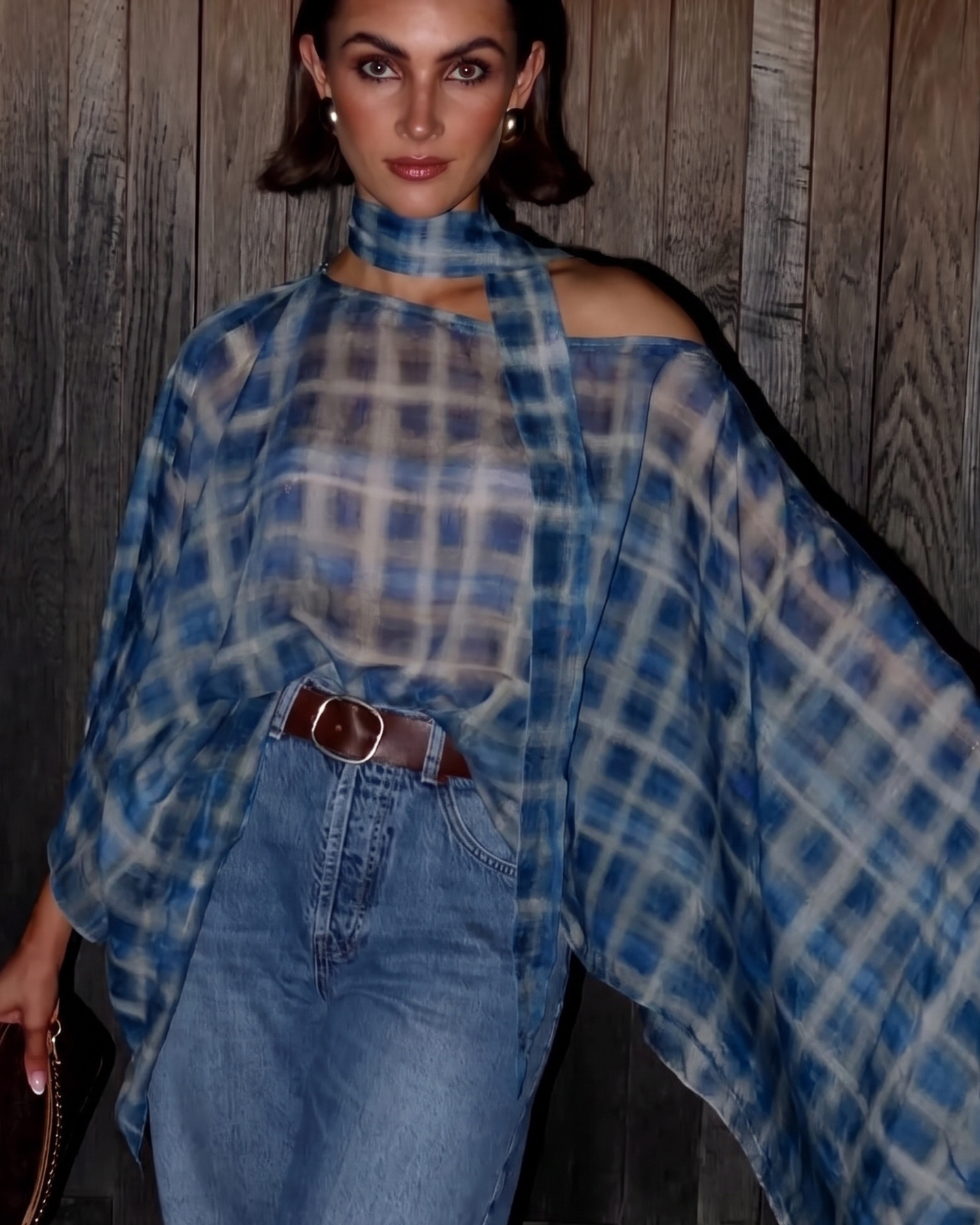 Asymmetrisches Drapier-Top mit Schal