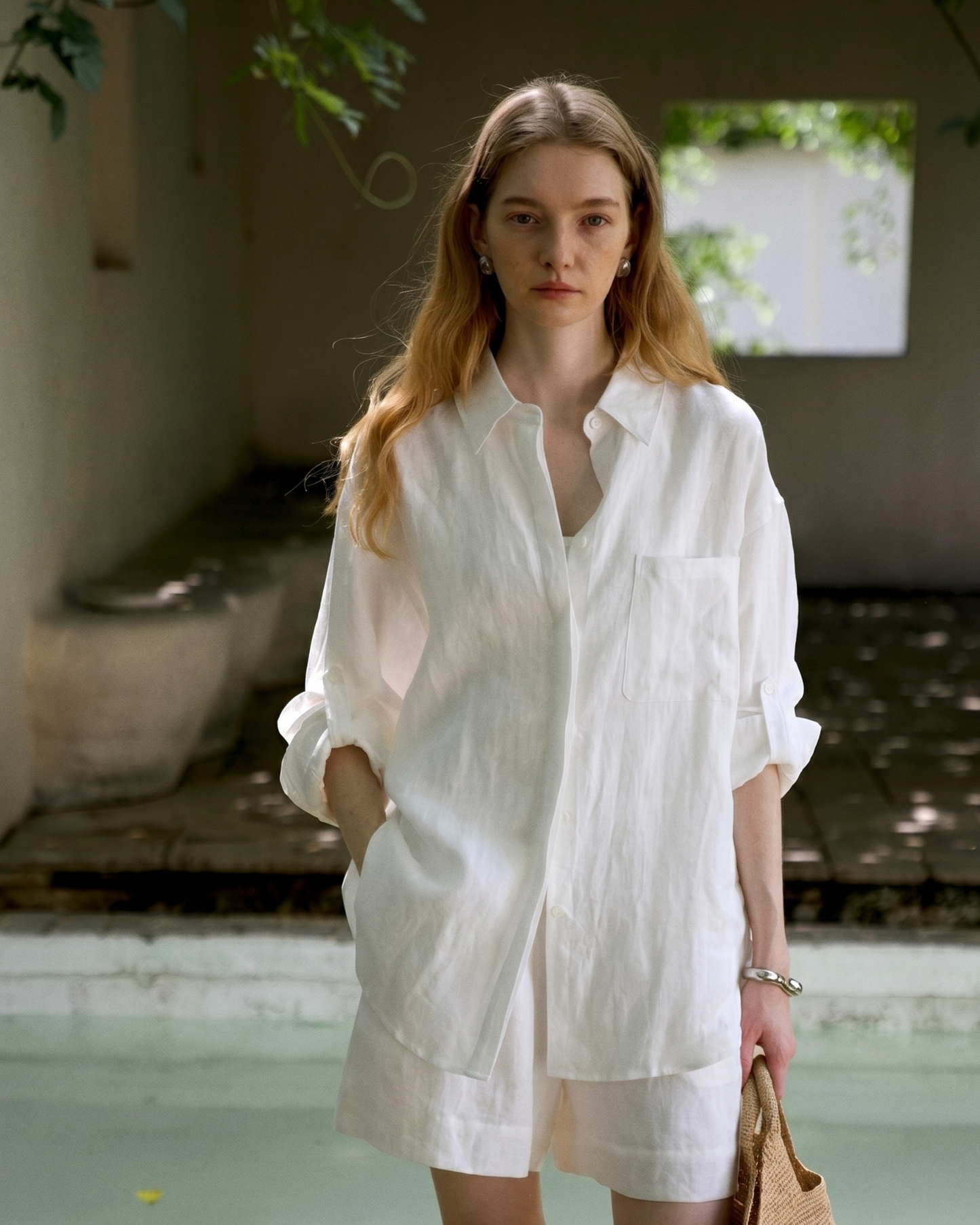 Linen Blend Shirt and Shorts Set