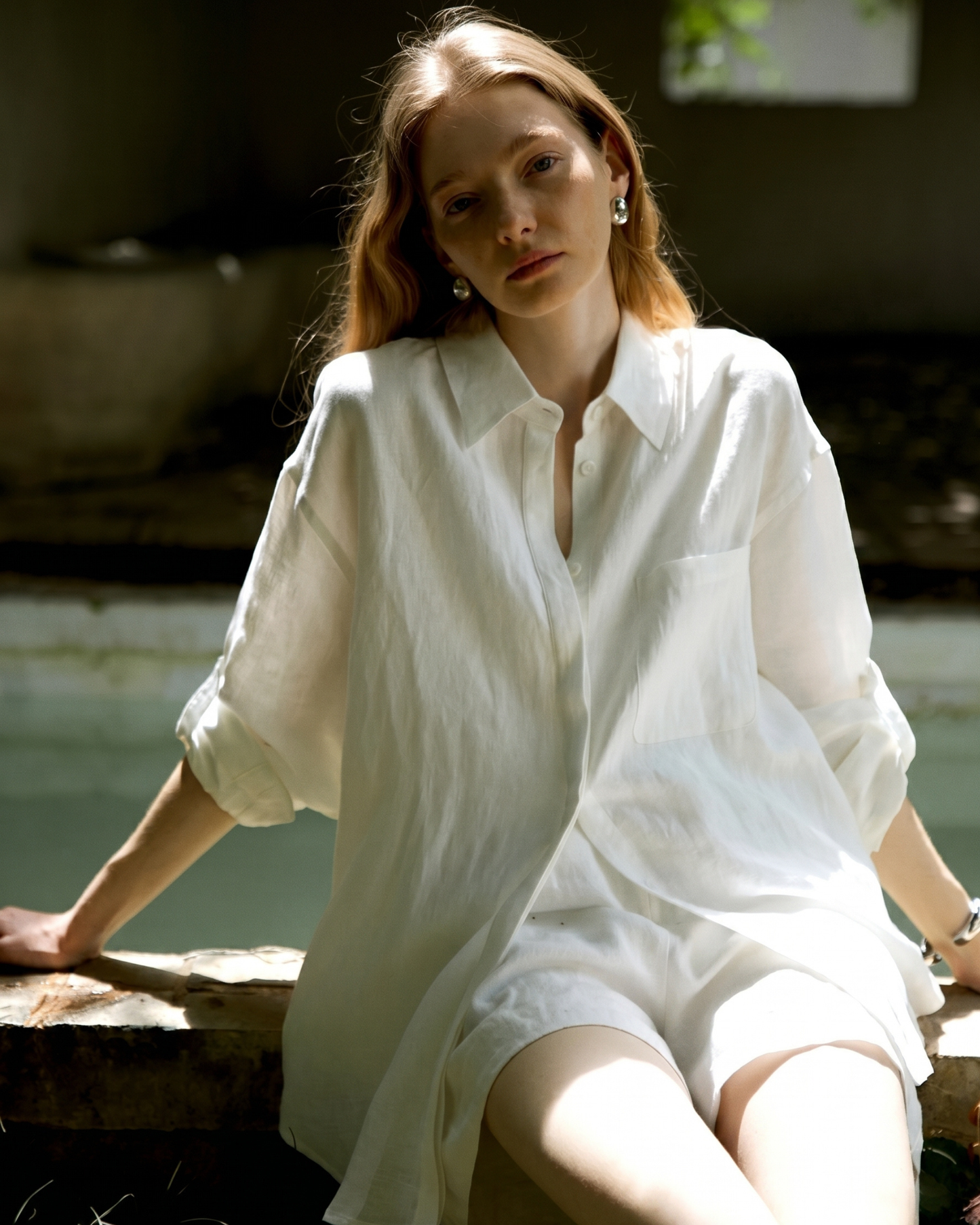 Linen Blend Shirt and Shorts Set