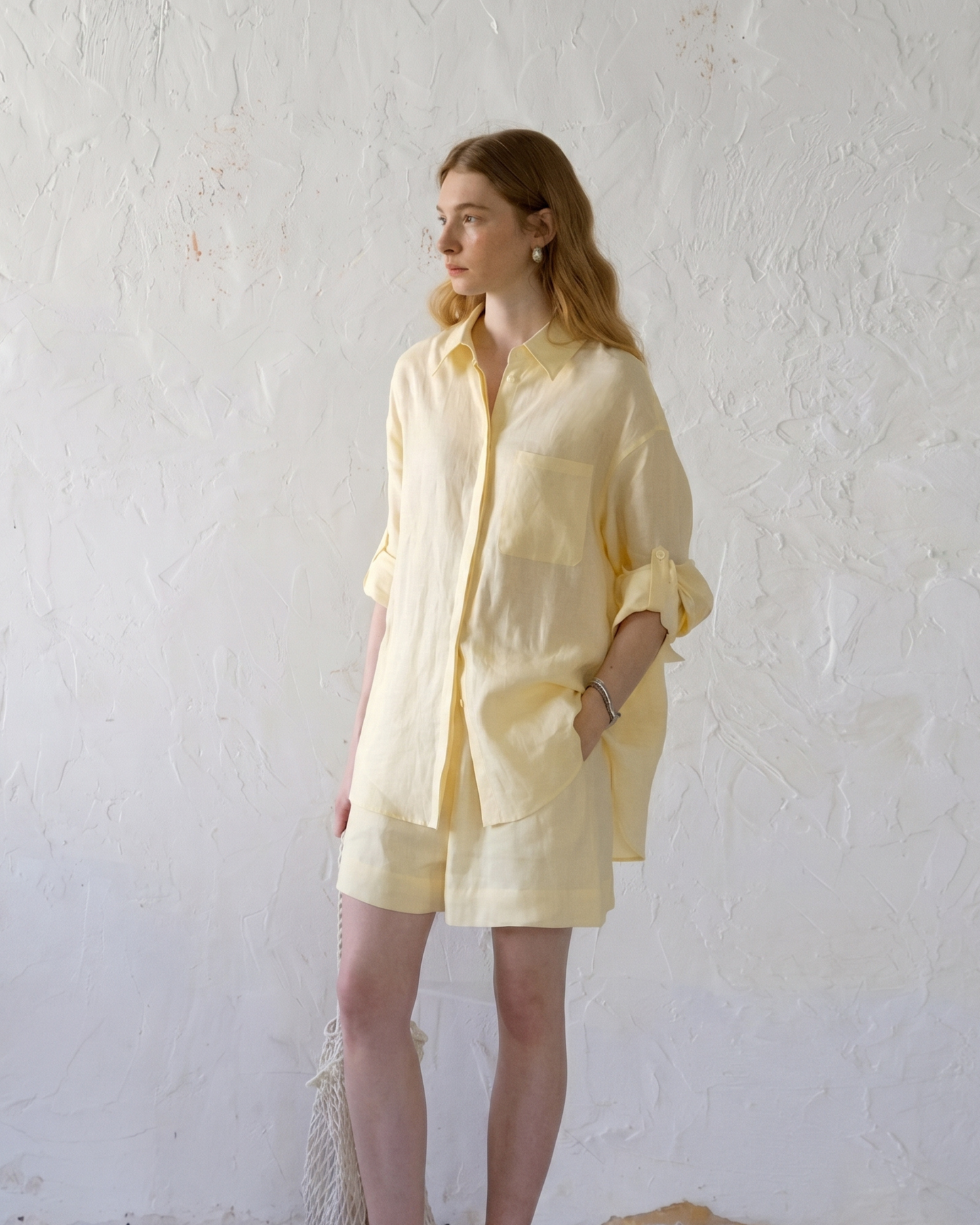 Linen Blend Shirt and Shorts Set