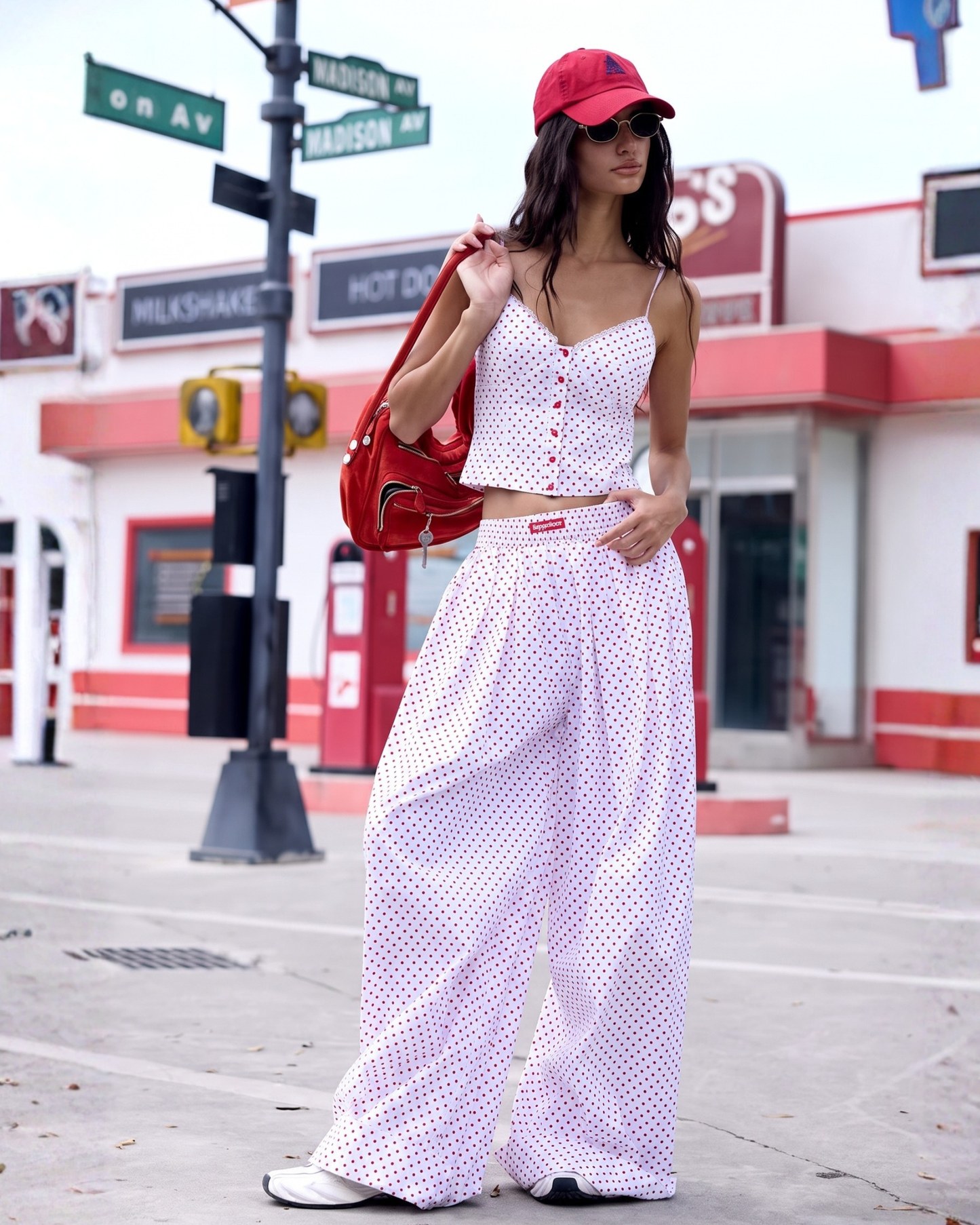 Polka Dot Set – Camisole with Midi Skirt or Baggy Pants