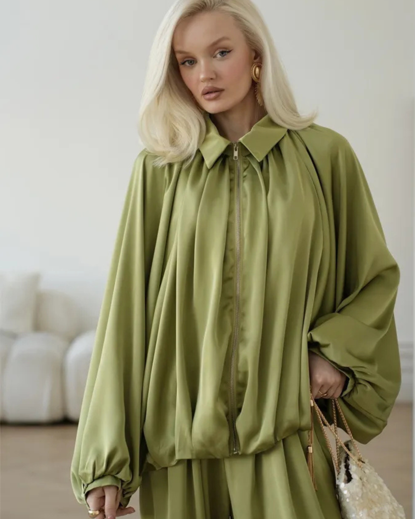 Oversized Zip-Up Two-Piece Set