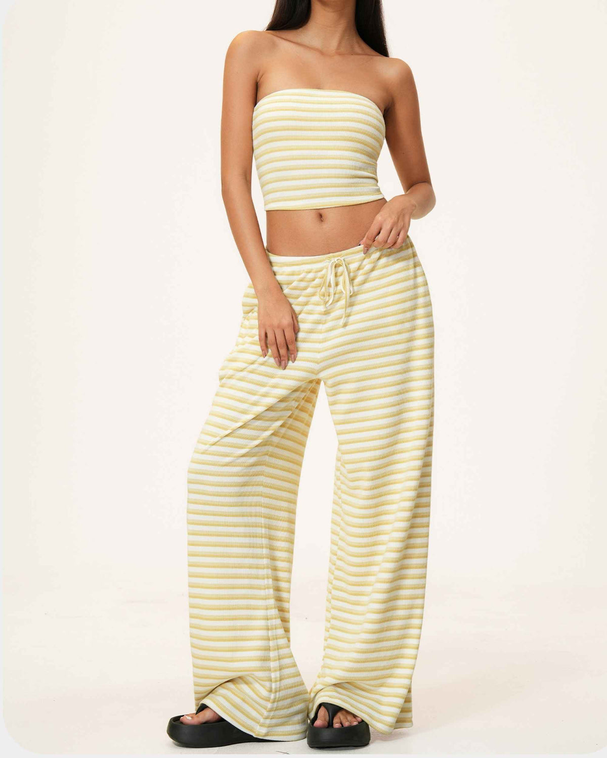 Vest Wide Leg Pants Mustard White
