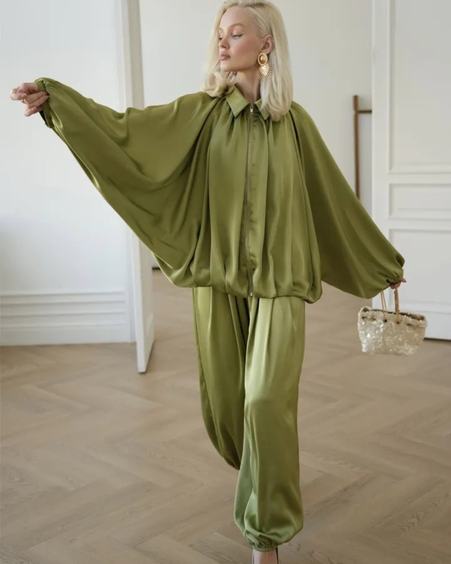 Oversized Zip-Up Two-Piece Set