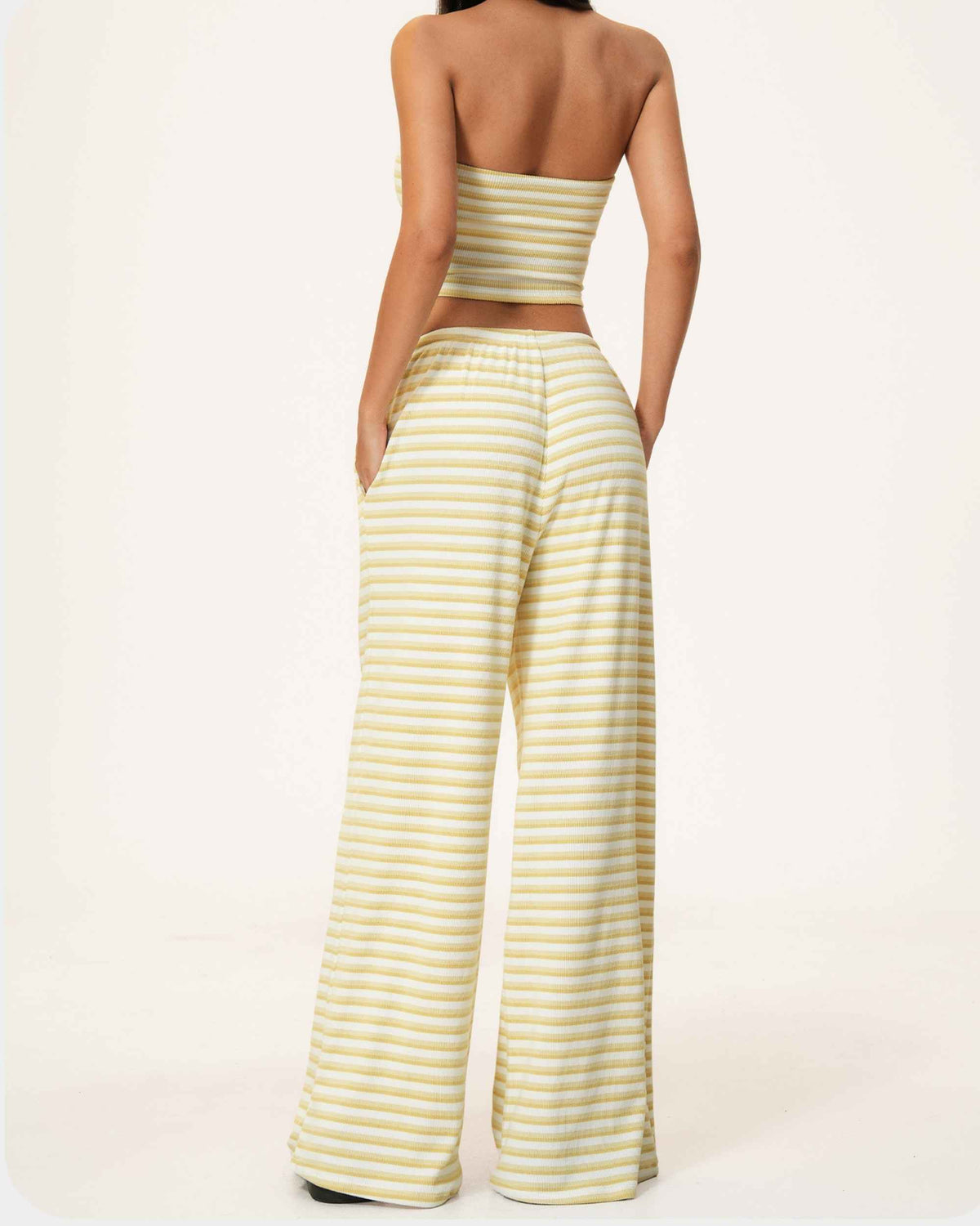 Vest Wide Leg Pants Mustard White