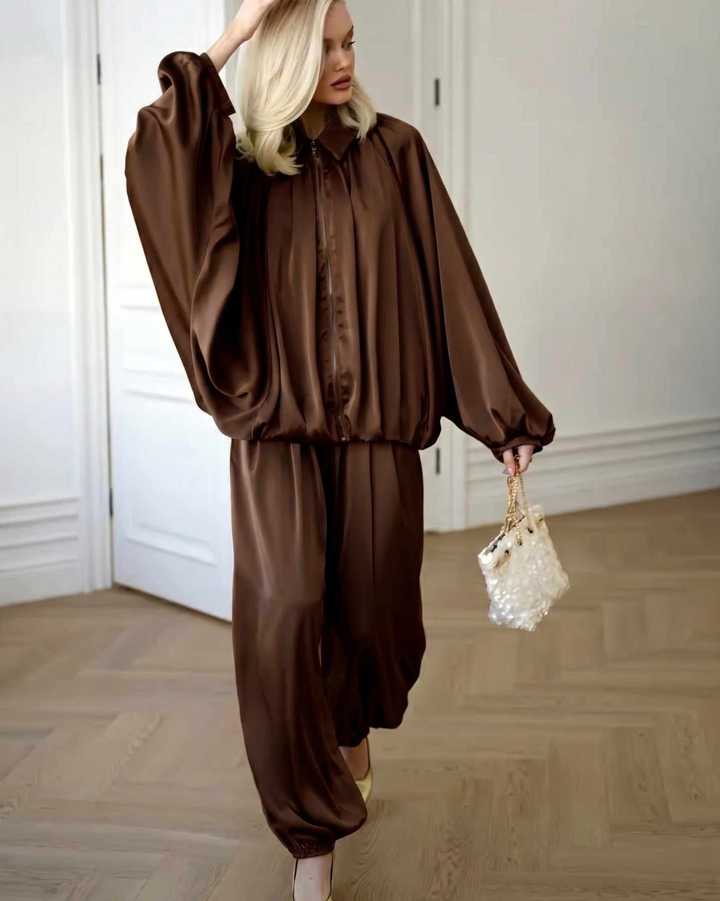 Oversized Zip-Up Two-Piece Set