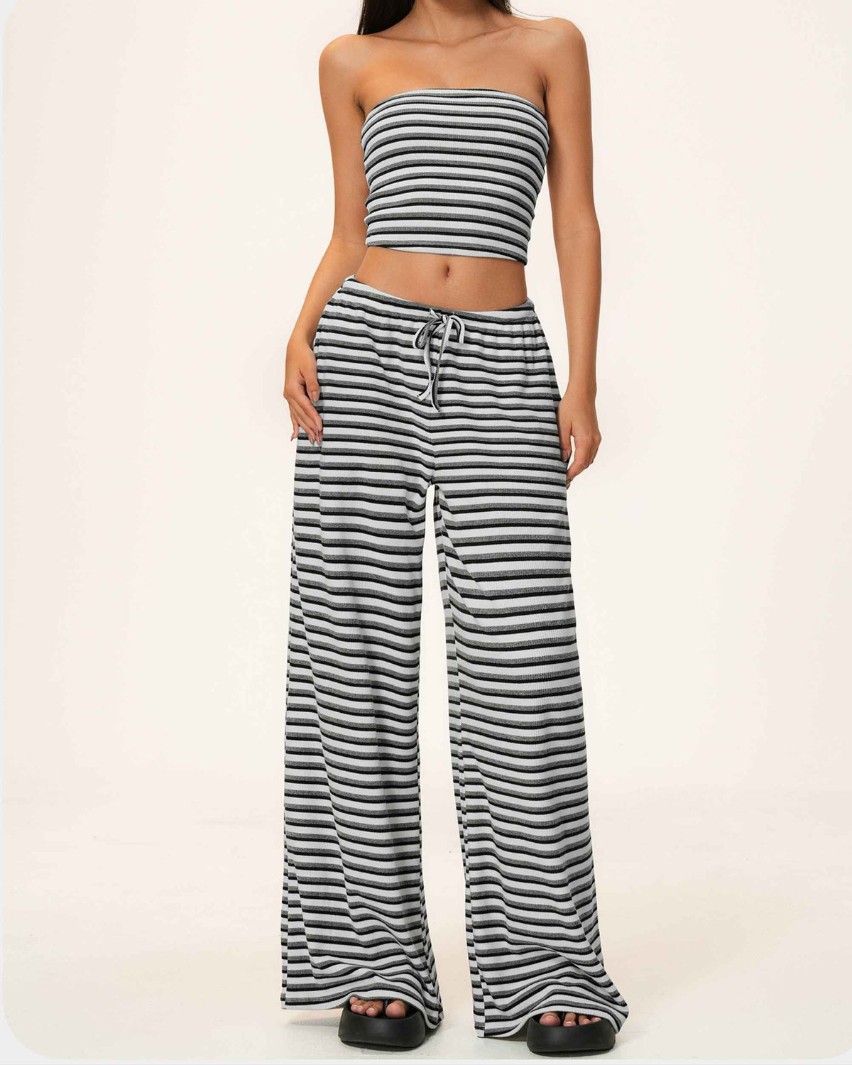 Vest Wide Leg Pants Ink White