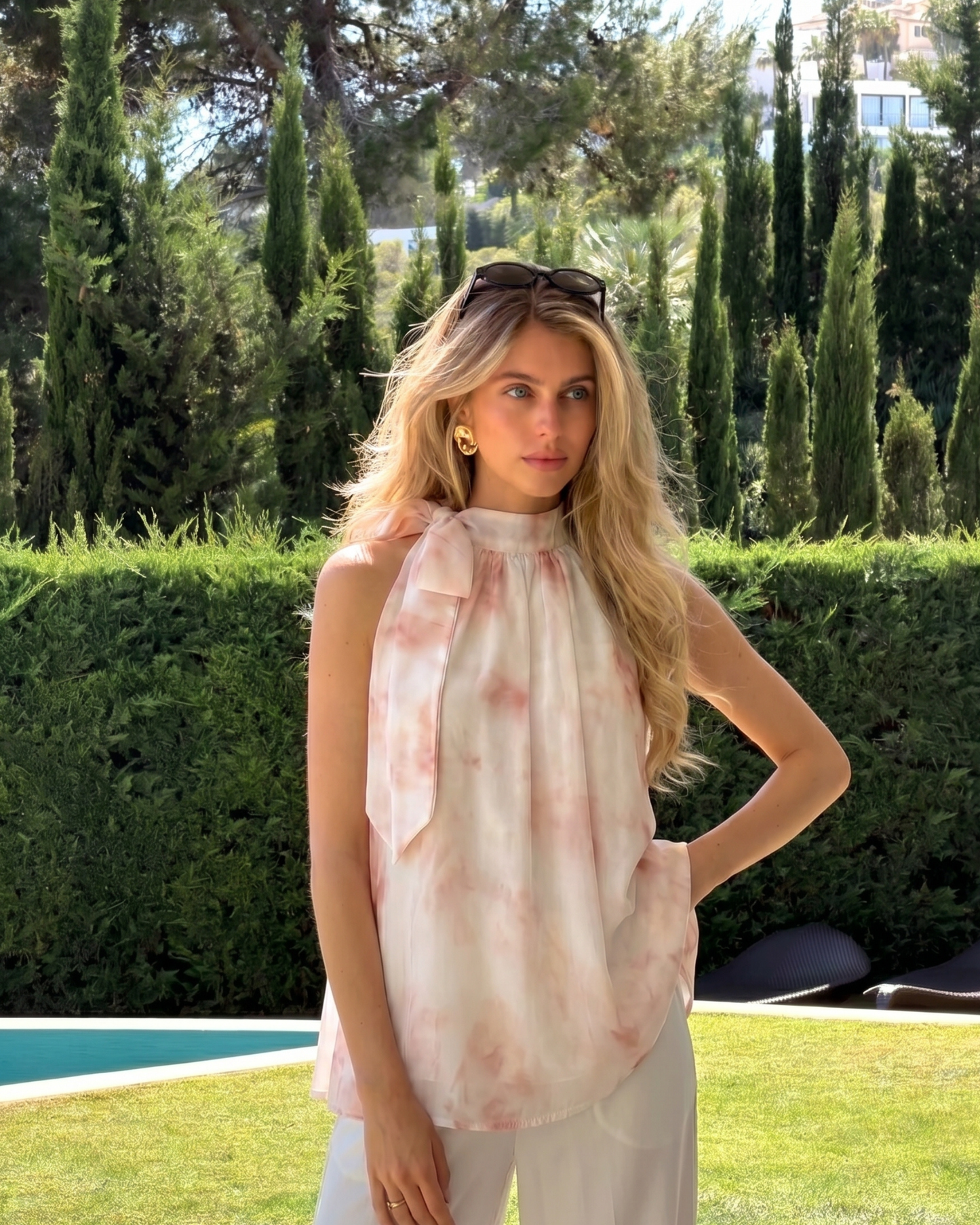 High-Neck Sleeveless Shirt