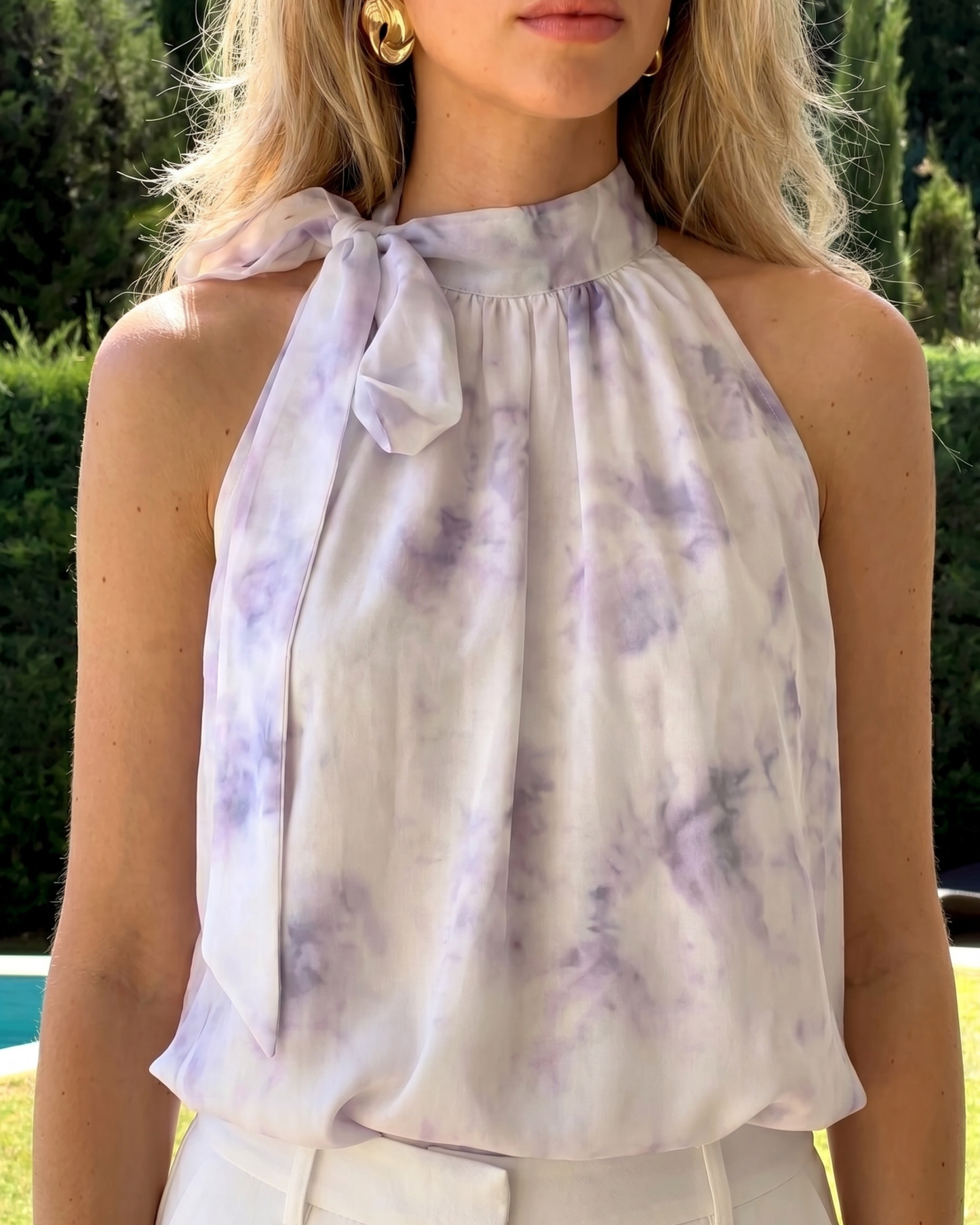 High-Neck Sleeveless Shirt