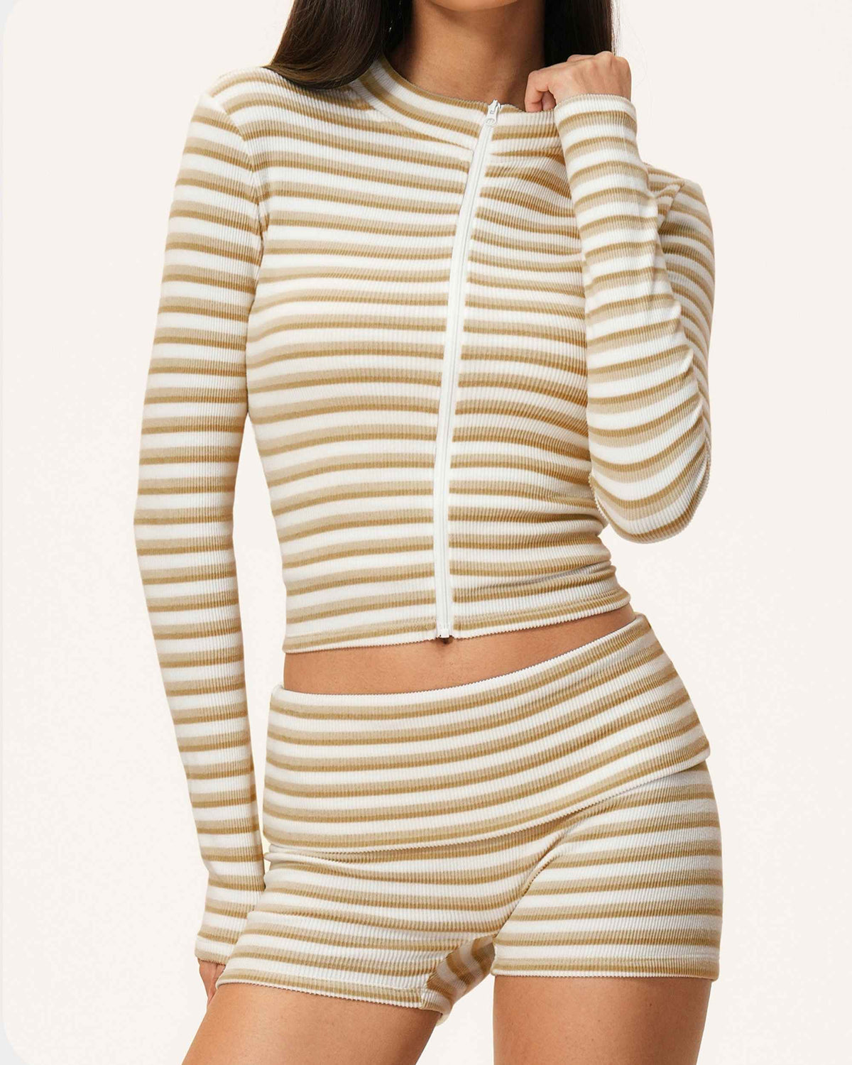 Jacket Shorts Khaki White