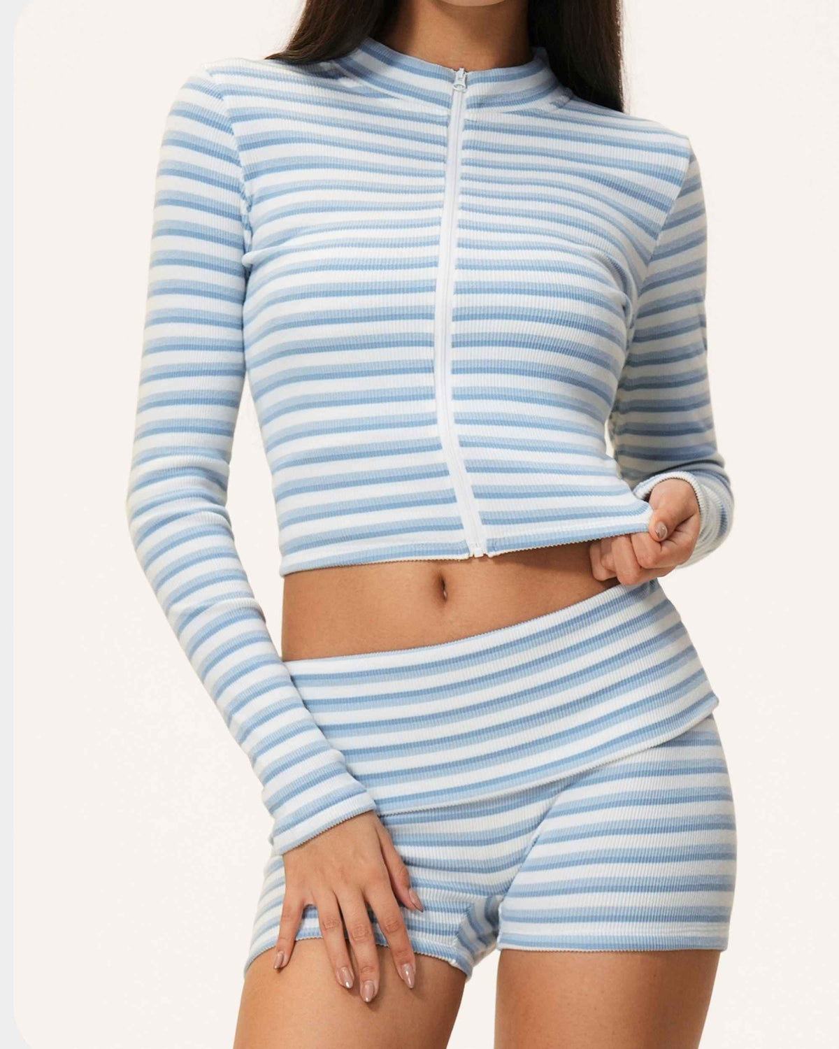 Jacket Shorts Light Blue White