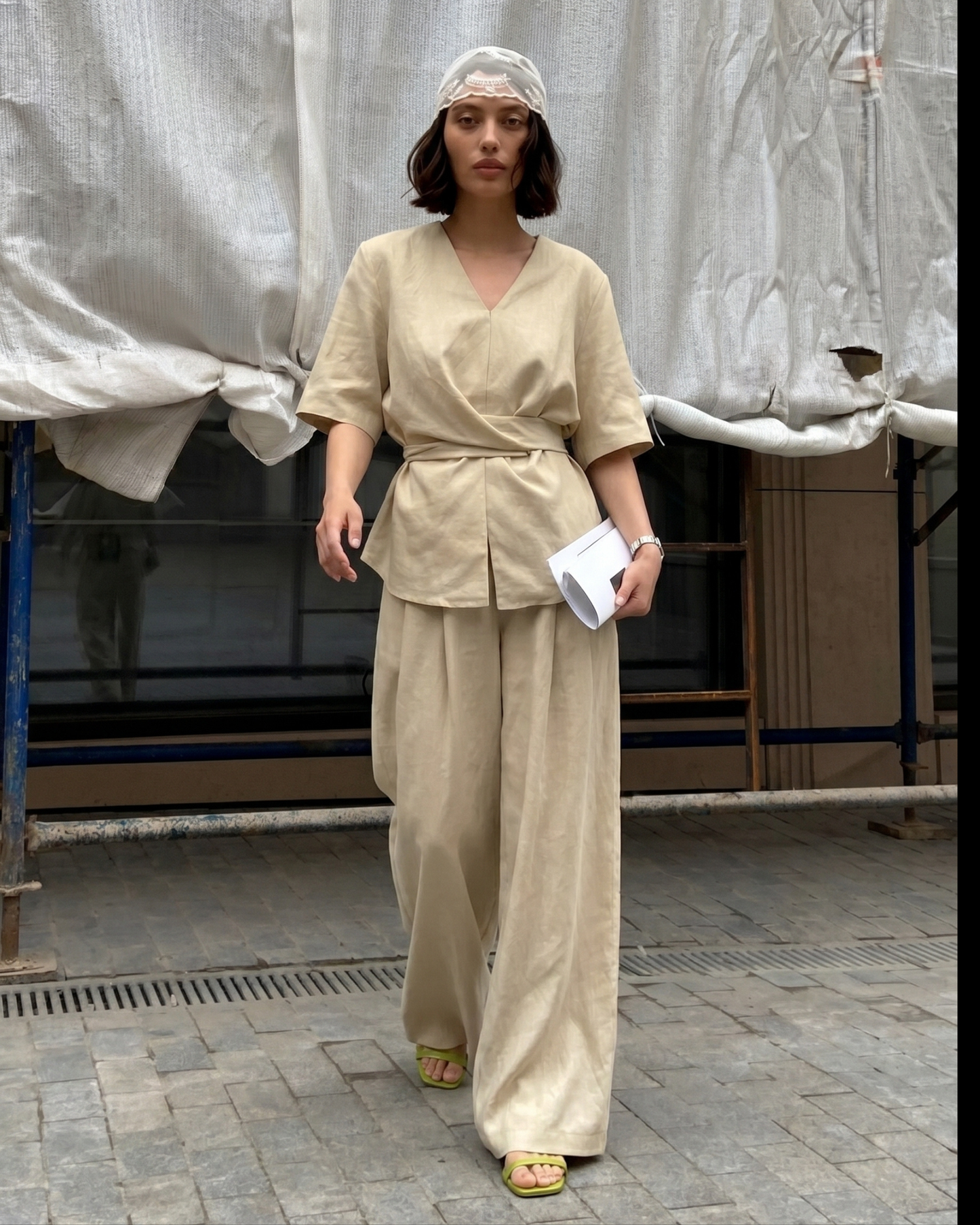 Women's Blouse and Wide-Leg Pants Set