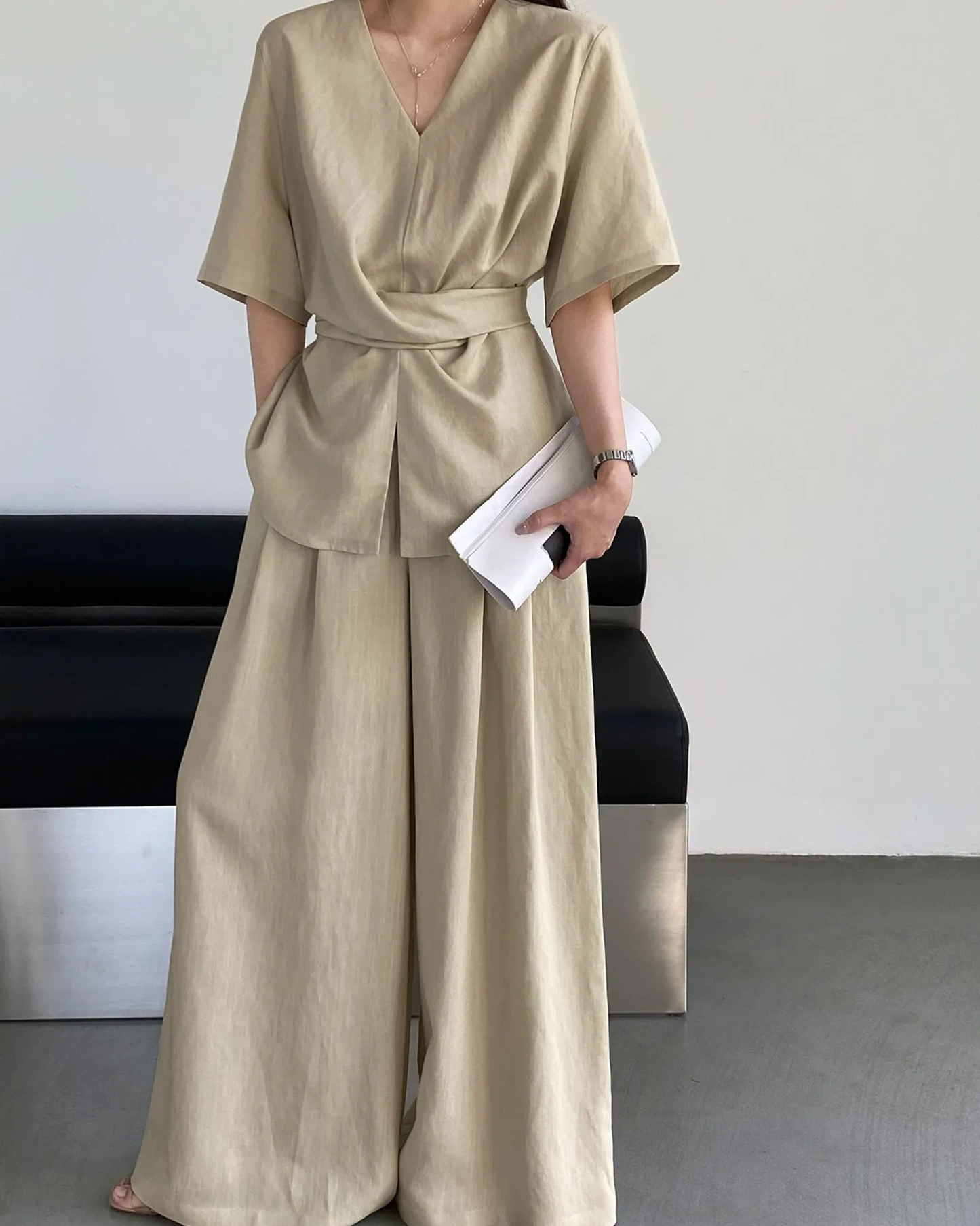 Women's Blouse and Wide-Leg Pants Set
