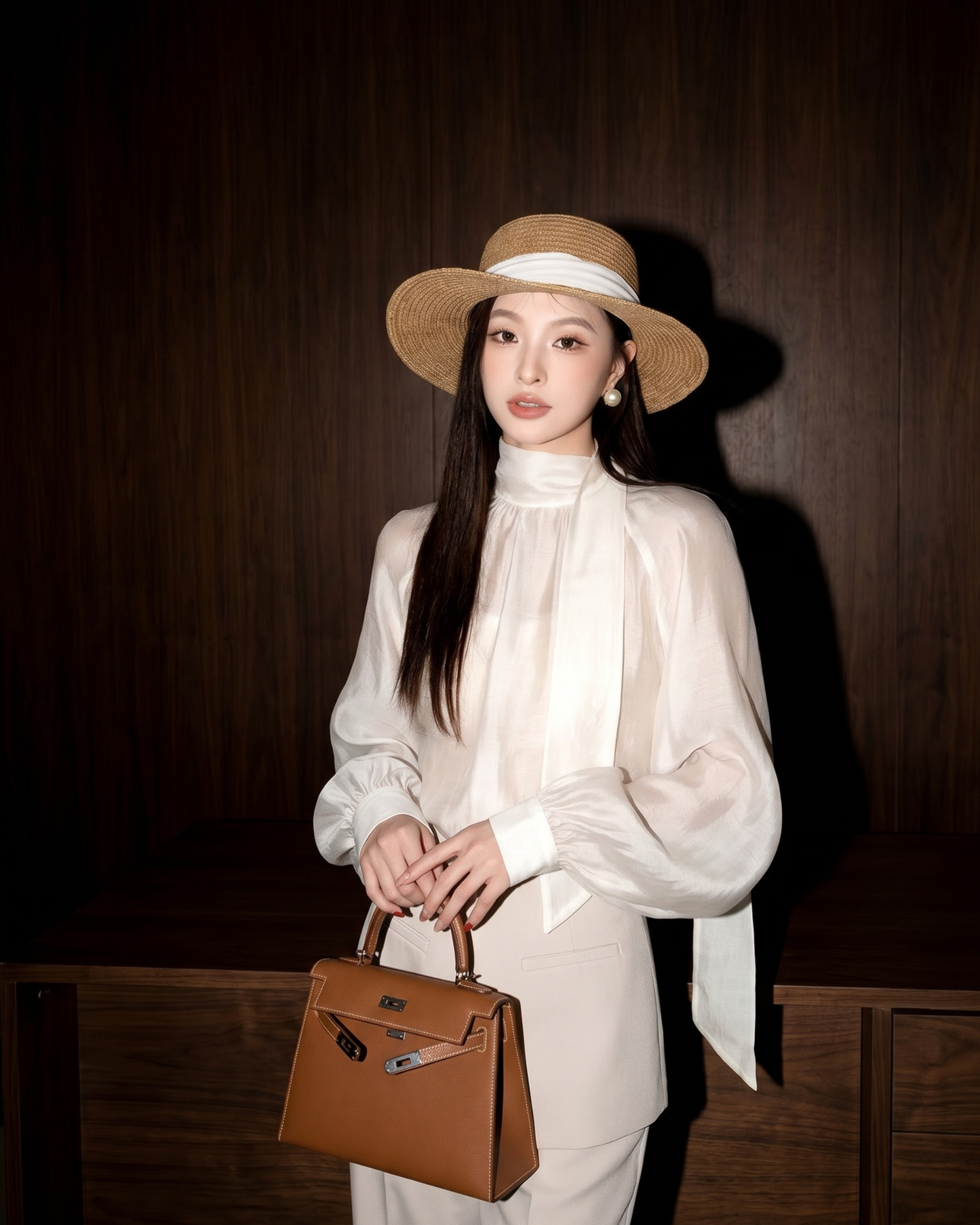 Tencel Fabric High-Neck Blouse