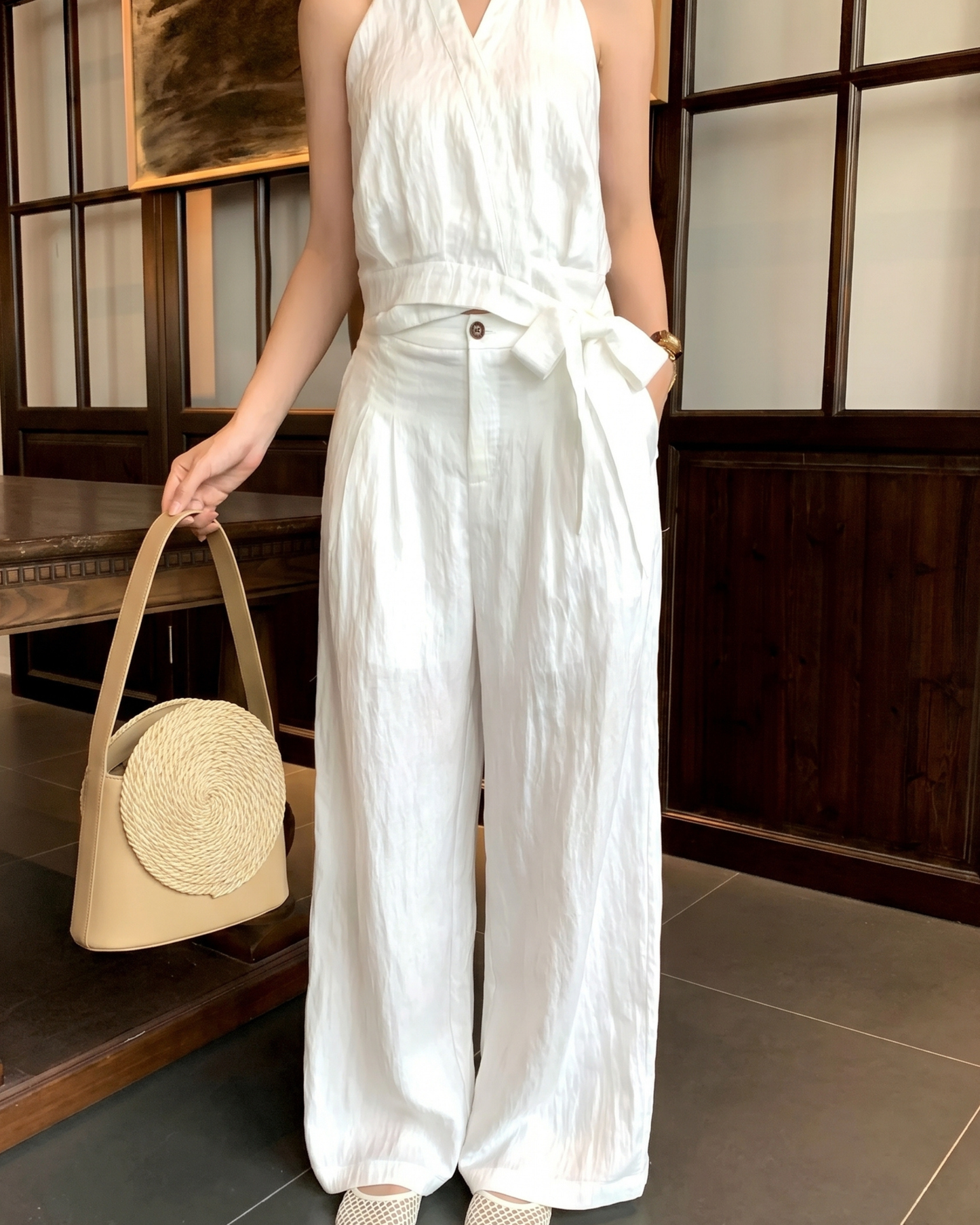 Tencel Blend Sleeveless Two-Piece Set