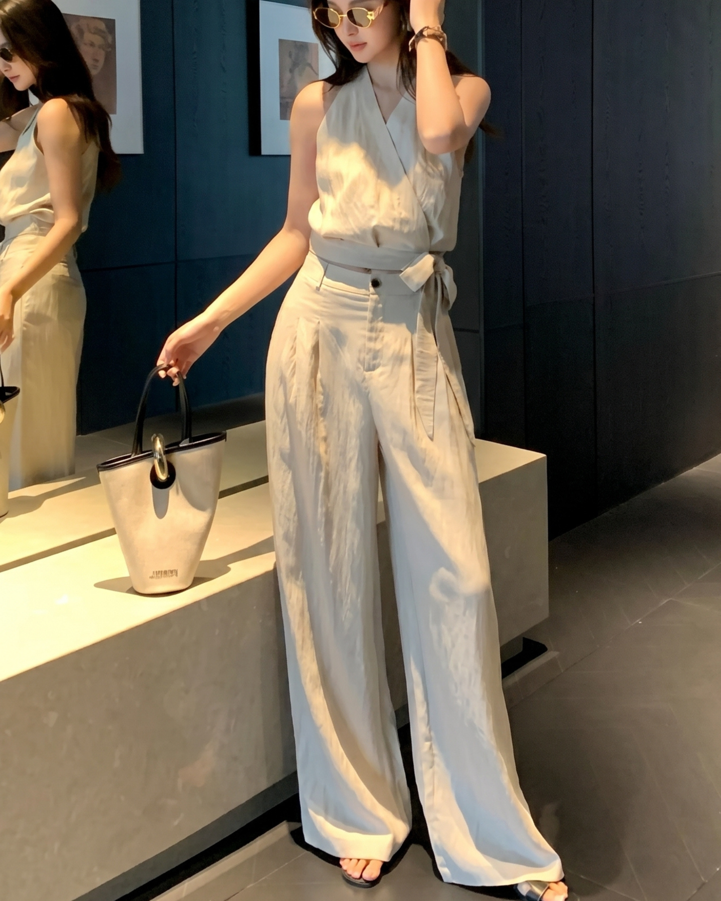Tencel Blend Sleeveless Two-Piece Set