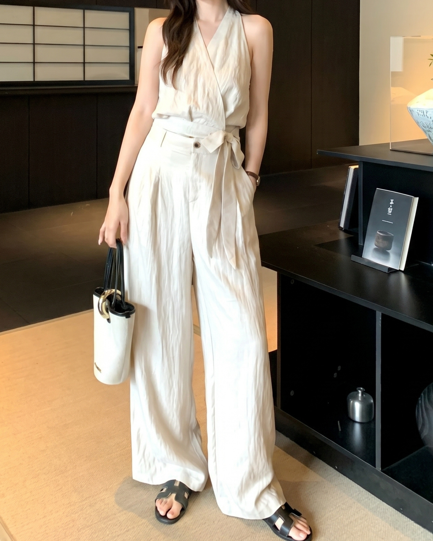 Tencel Blend Sleeveless Two-Piece Set