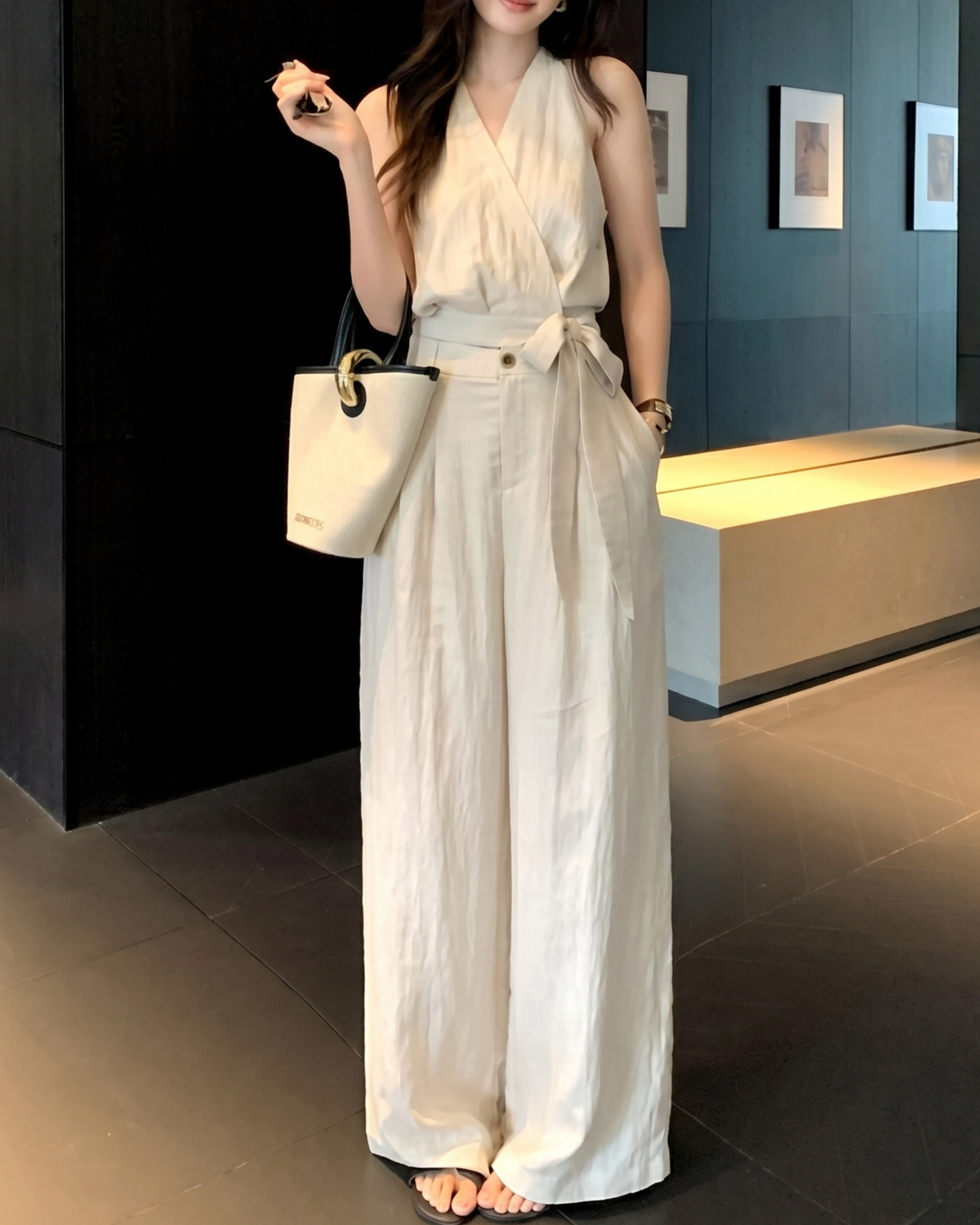 Tencel Blend Sleeveless Two-Piece Set