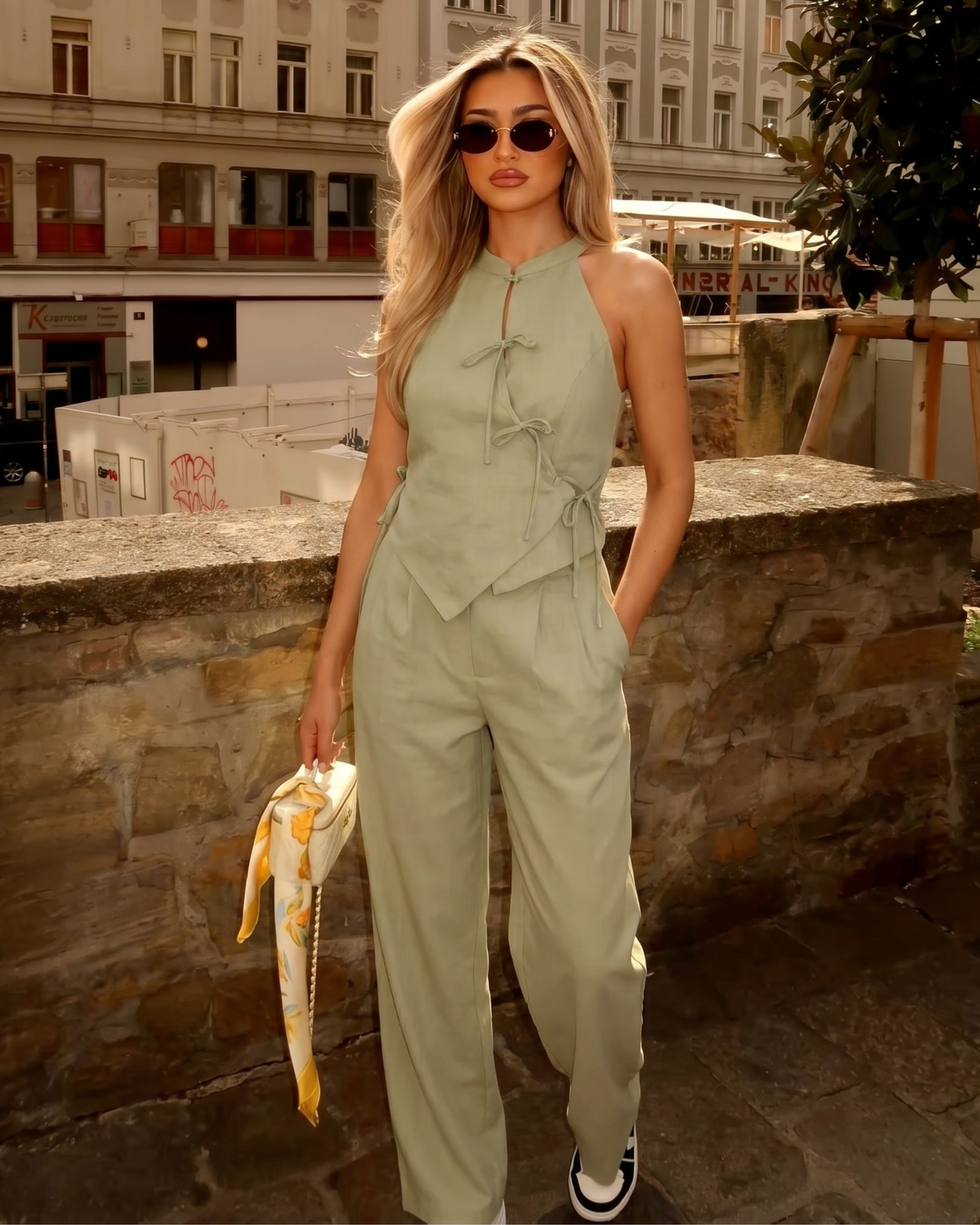 Striped Sleeveless Vest and Trouser Costume Set