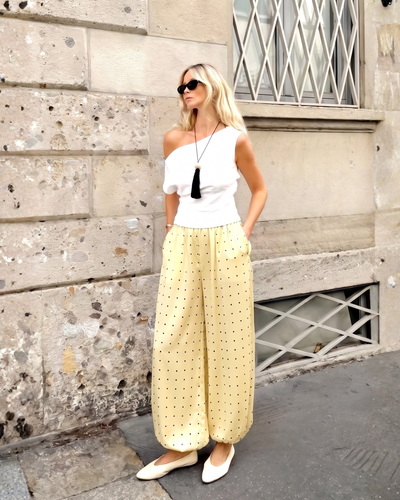 Women's Polka Dot Harem Pants – Balloon-Leg Trousers