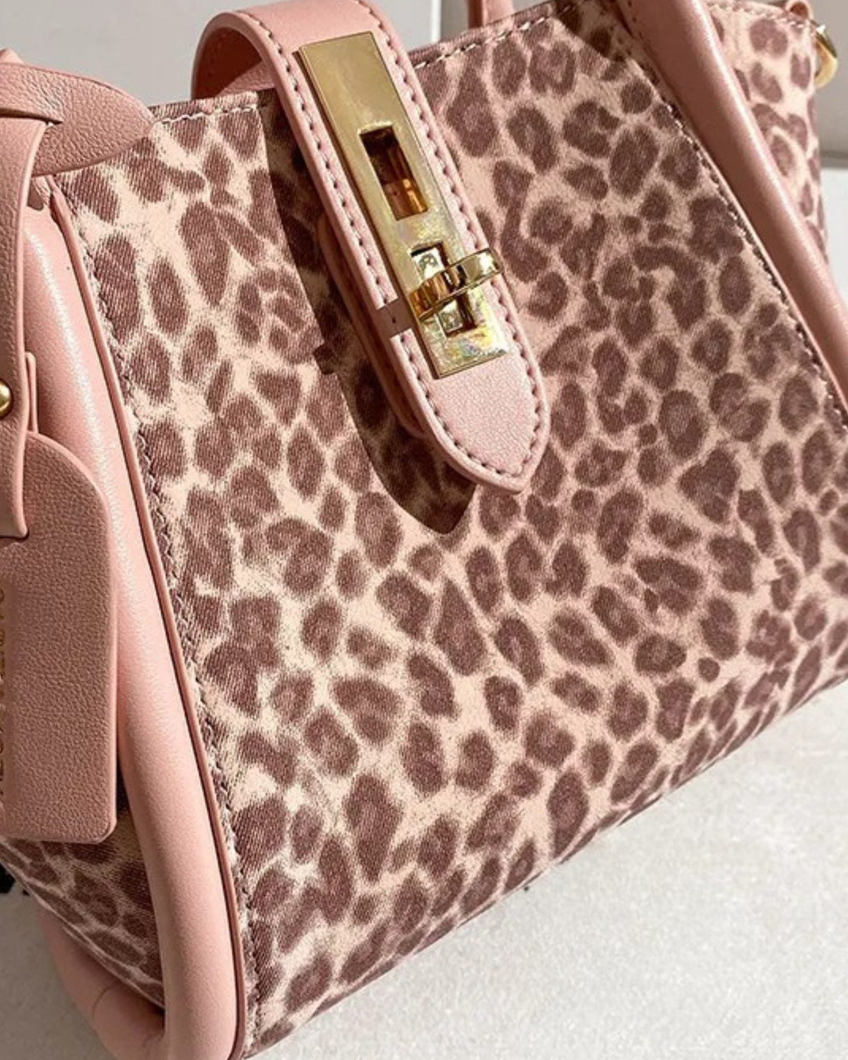 Pink Leopard Print Bucket Handbag