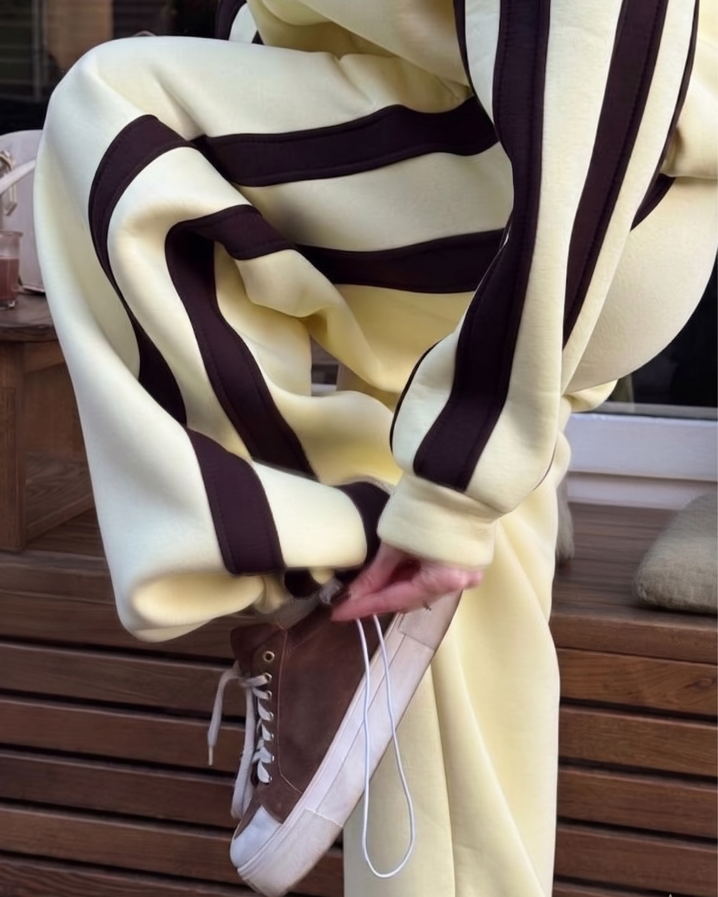 Side stripe relaxed fit oversized tracksuit set for women