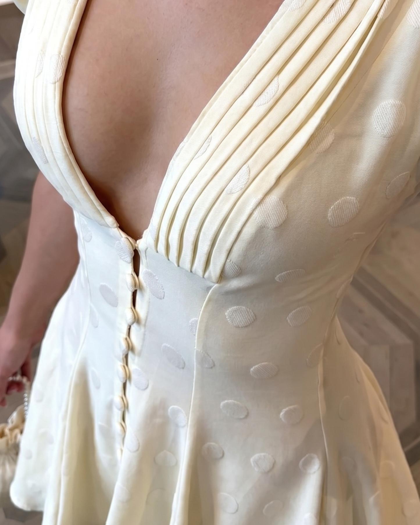 Pleated Polka-Dot Dress