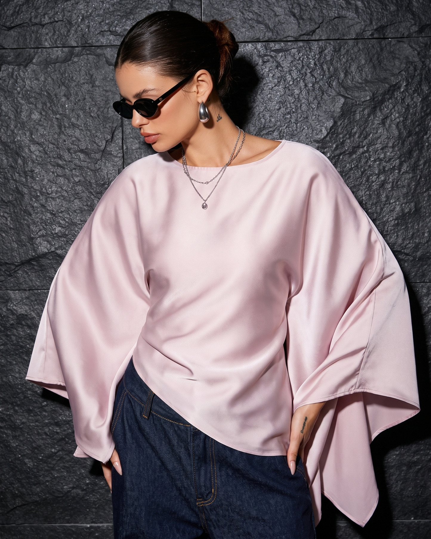 Draped Batwing Top