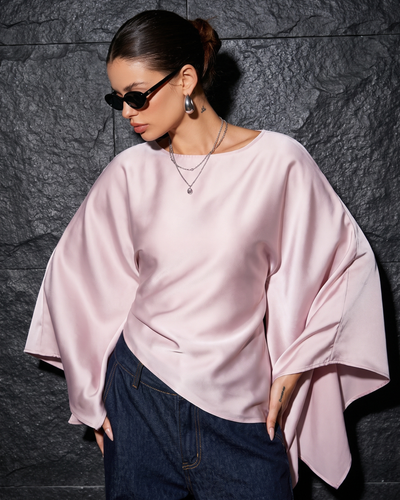 Draped Batwing Top – Boat Neck Silhouette