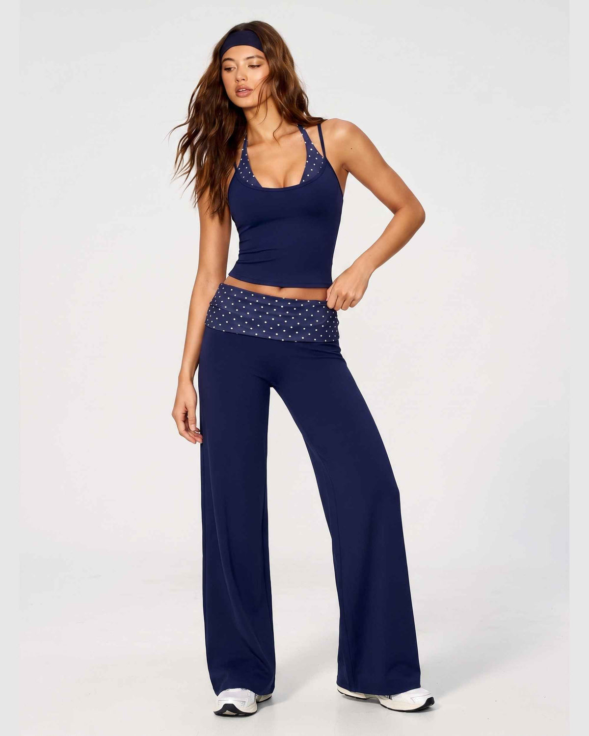 Navy Blue White Polka Dot