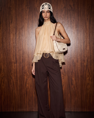 High Neck Halter Top – Ruffled Handkerchief Hem