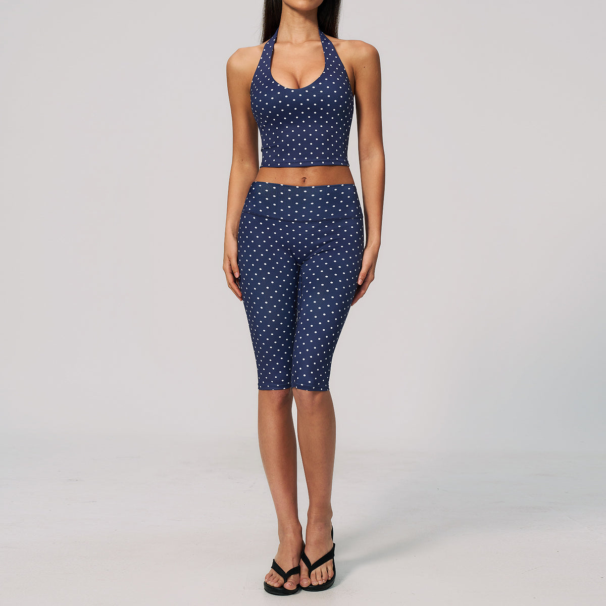 Navy White Polka Dot