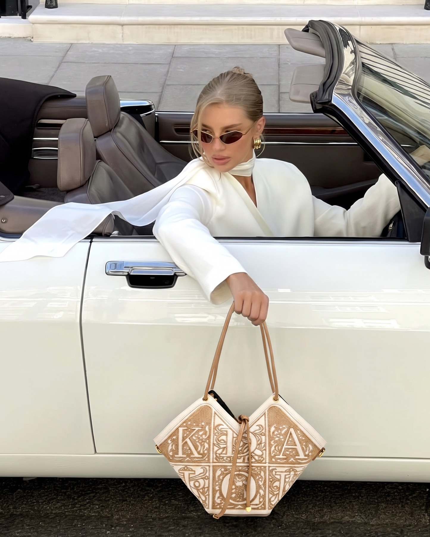 Structured Embroidered  Handbag