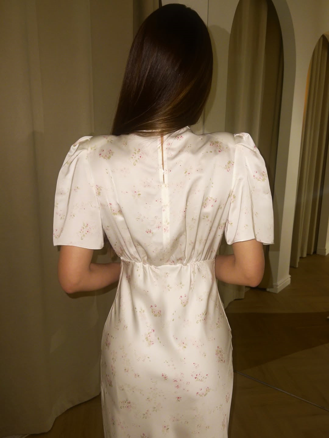 V-Neck Fitted Elegant Short Sleeve Dress for Women/ Lace dress /Vintage Dream Satin Maxi Dress