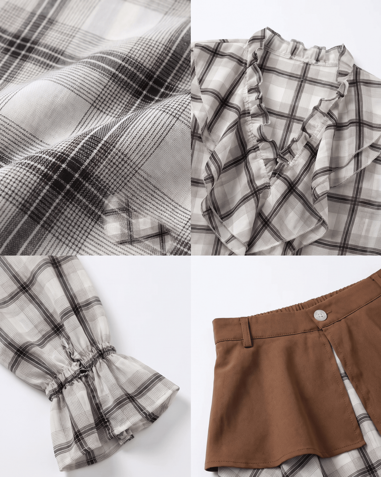 Vintage Check Two-Piece Skirt Set