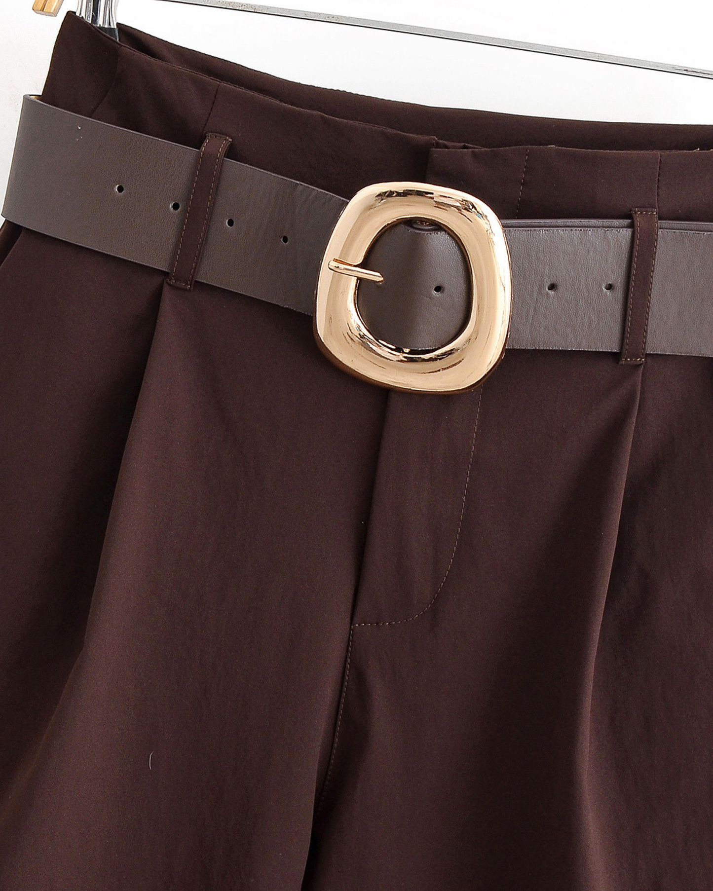 Wide-Leg Belted Trousers