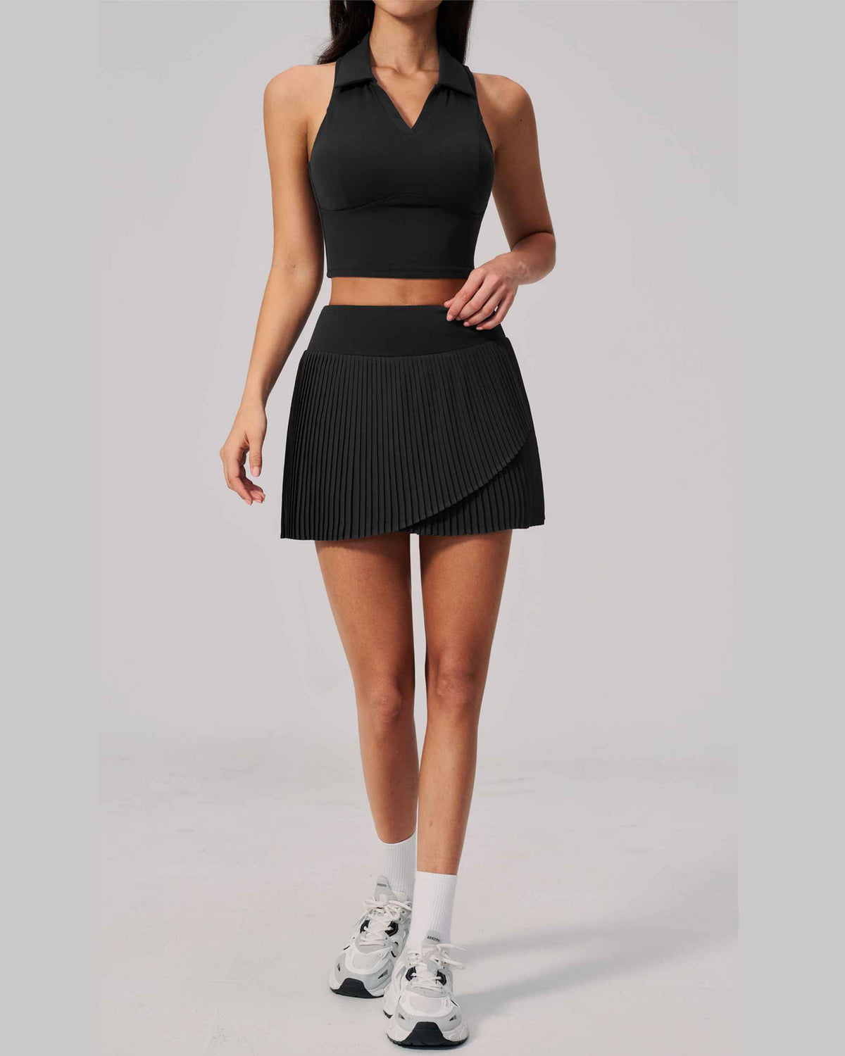 9586 vest  9586 skirthigh-end black